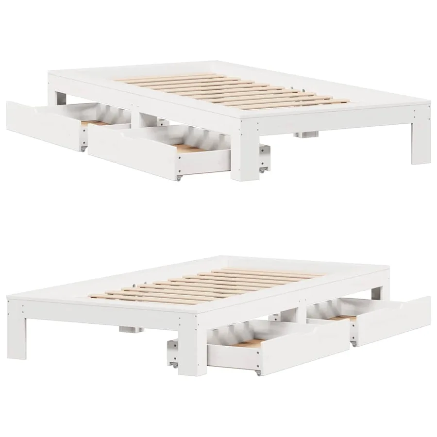 Cadre de lit sans matelas blanc 90x190 cm bois de pin massif - 9