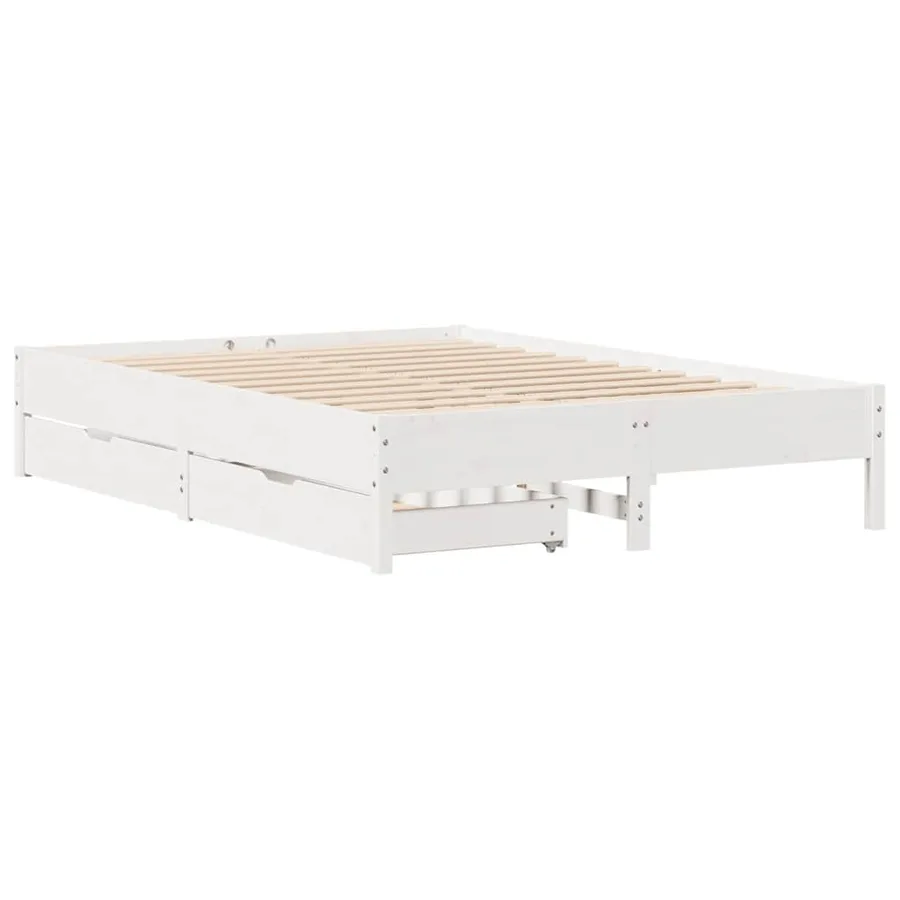 Cadre de lit sans matelas blanc 120x190 cm bois de pin massif - 3