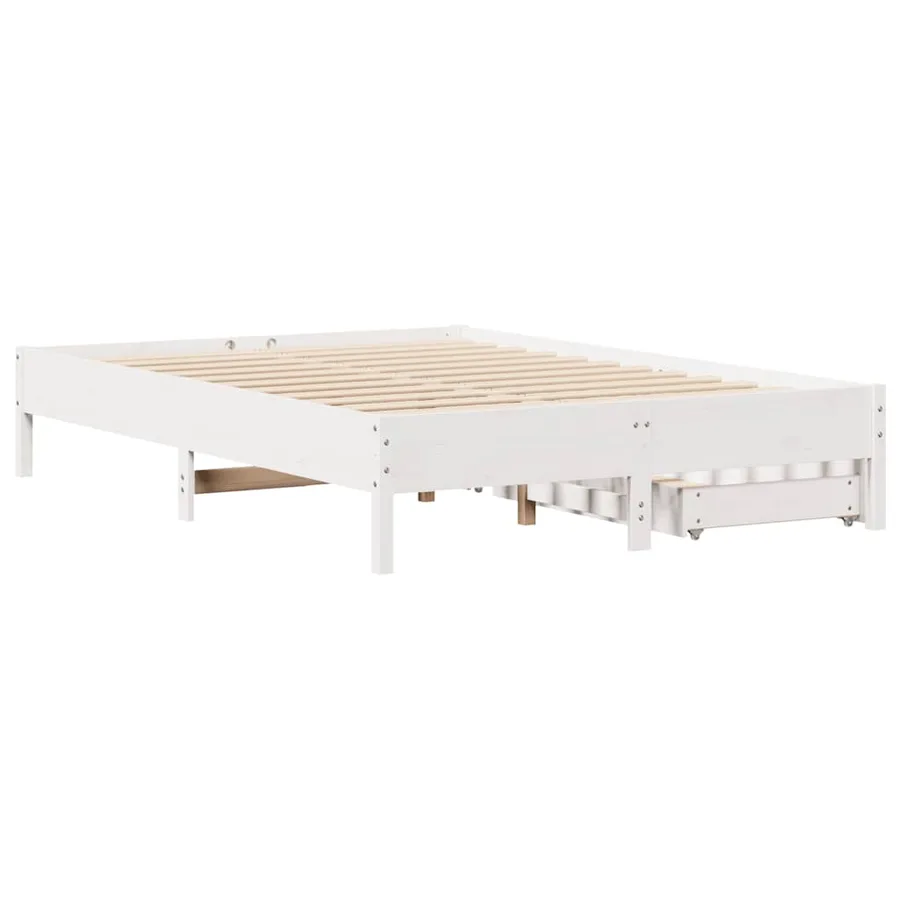 Cadre de lit sans matelas blanc 120x190 cm bois de pin massif - 8