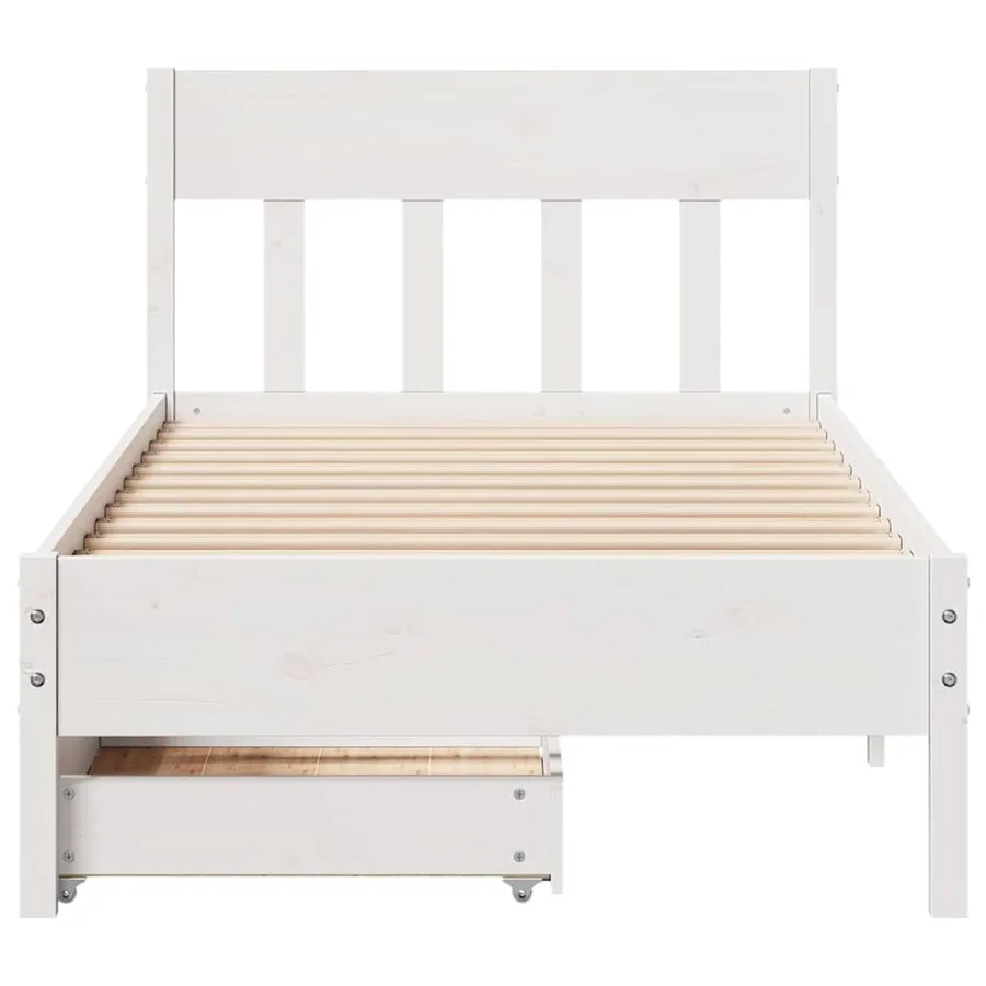 Cadre de lit sans matelas blanc 75x190 cm bois de pin massif - 4