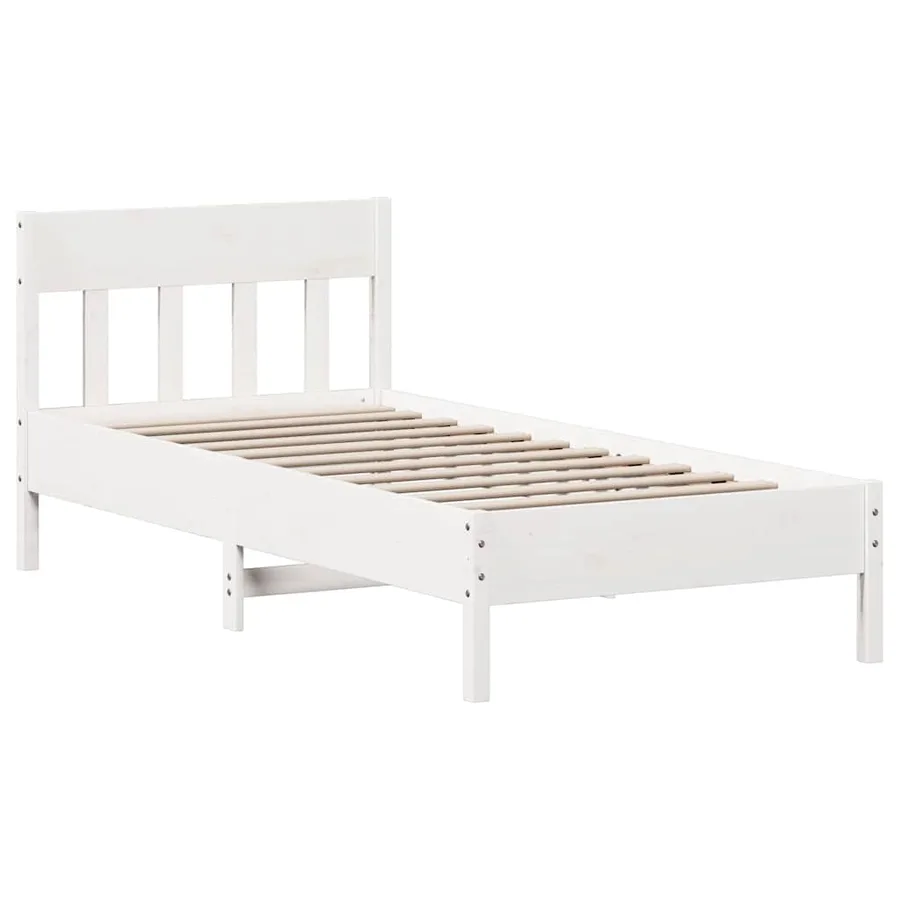 Cadre de lit sans matelas blanc 75x190 cm bois de pin massif - 5