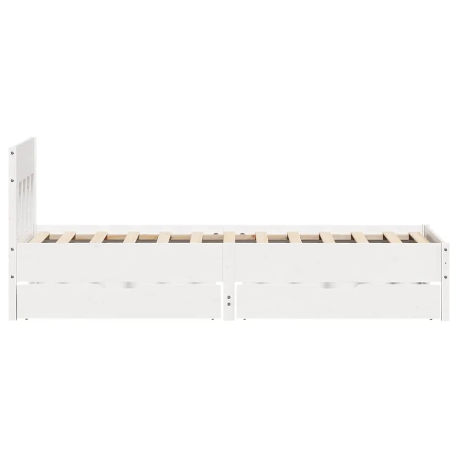 Cadre de lit sans matelas blanc 75x190 cm bois de pin massif - 7