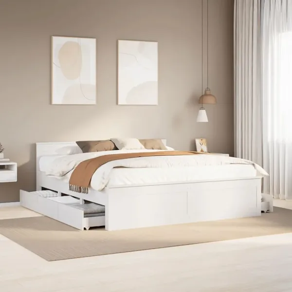 Cadre de lit sans matelas avec tête de lit 200x200 cm bois pin