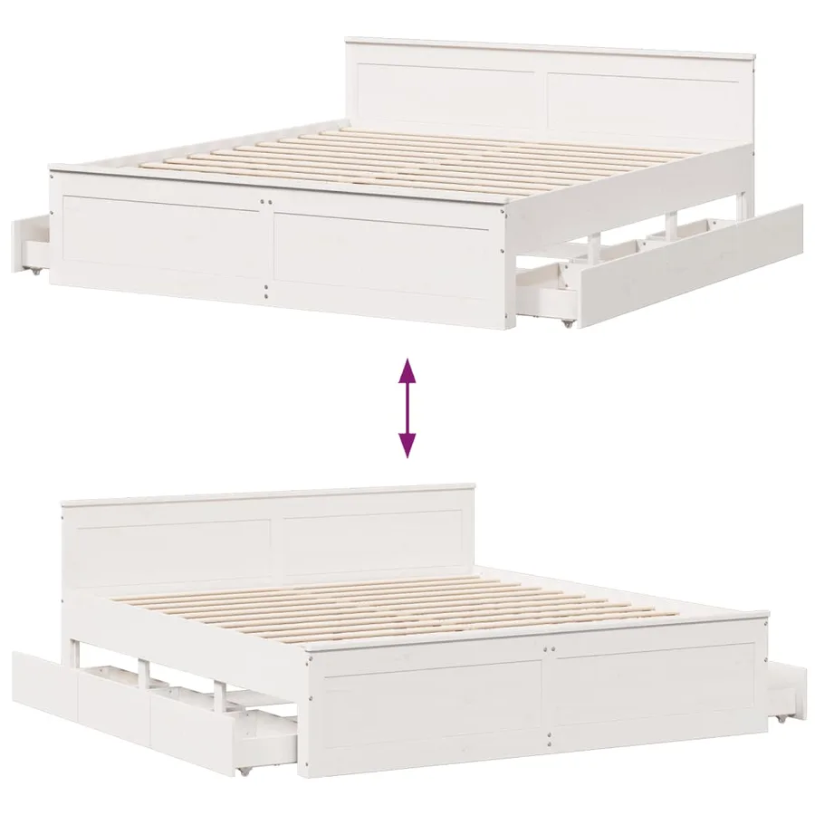 Cadre de lit sans matelas avec tête de lit 200x200 cm bois pin - 10