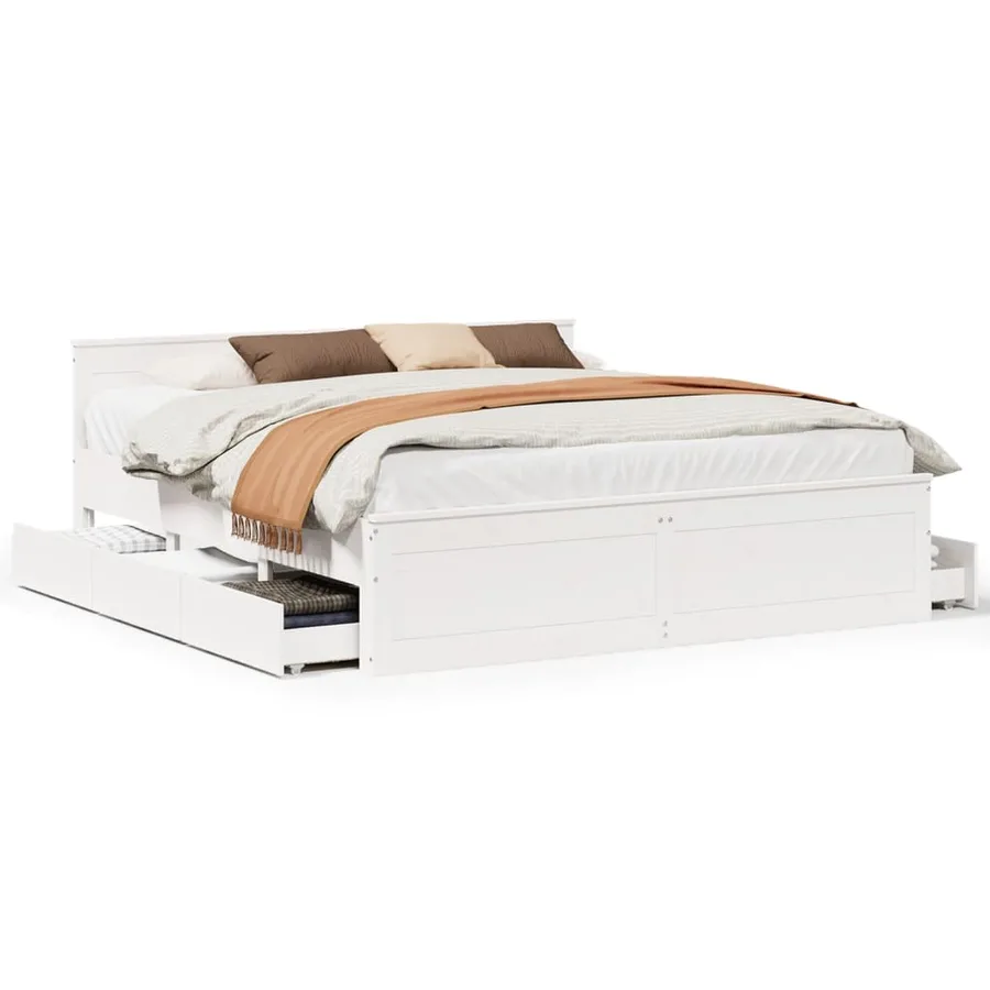 Cadre de lit sans matelas avec tête de lit 200x200 cm bois pin - 2