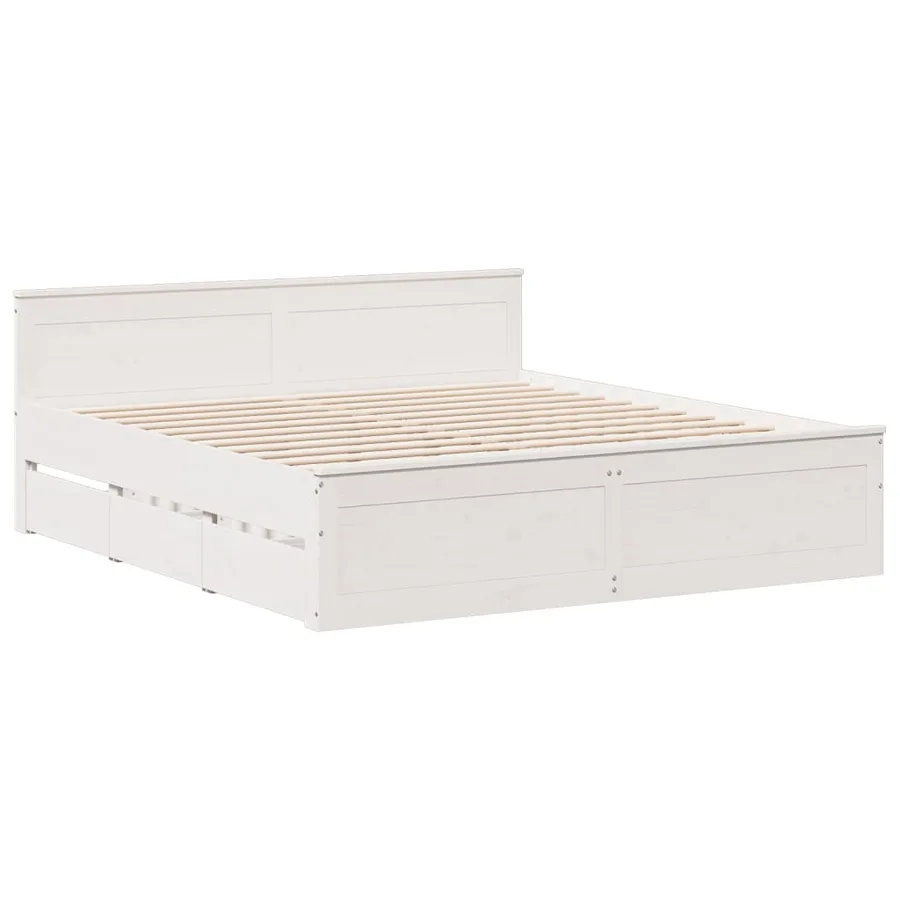 Cadre de lit sans matelas avec tête de lit 200x200 cm bois pin - 3