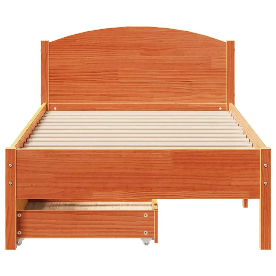 Cadre de lit sans matelas cire marron 75x190 cm bois pin massif - 4