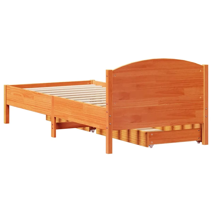 Cadre de lit sans matelas cire marron 75x190 cm bois pin massif - 8