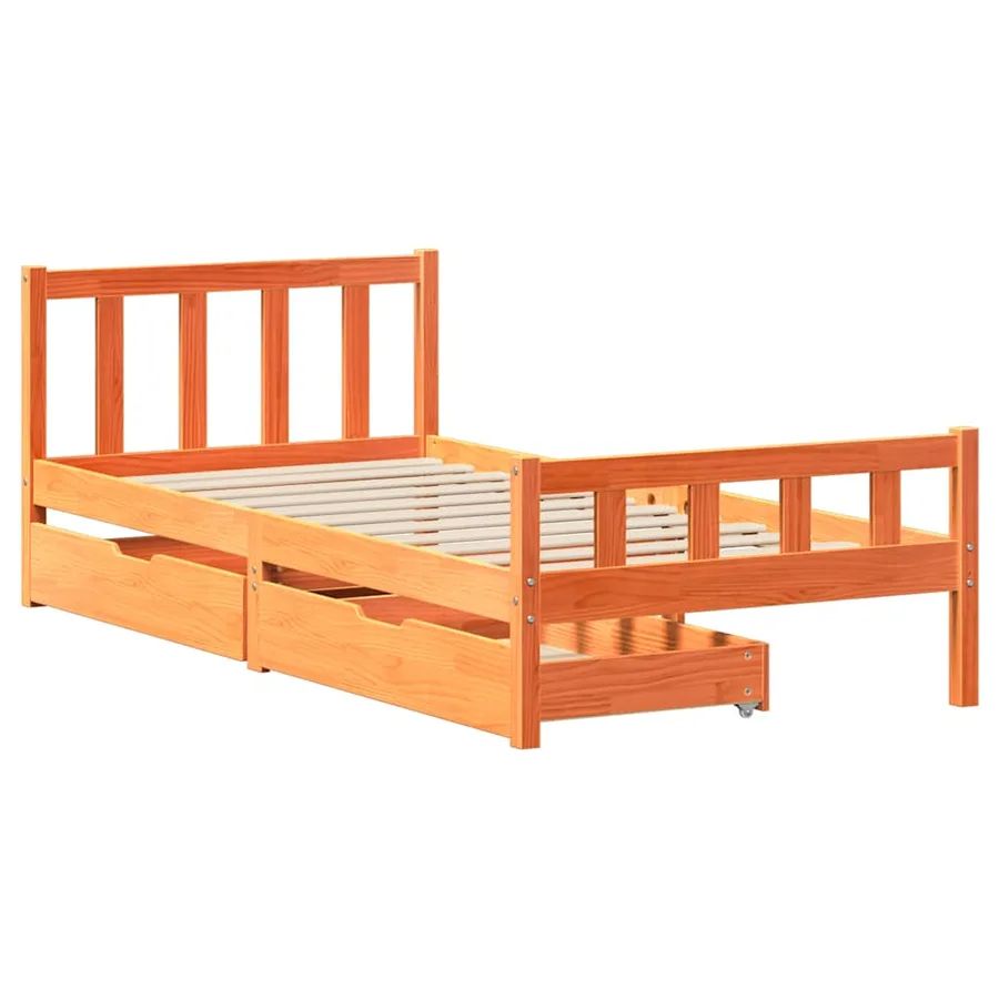 Cadre de lit sans matelas cire marron 75x190 cm bois pin massif - 3