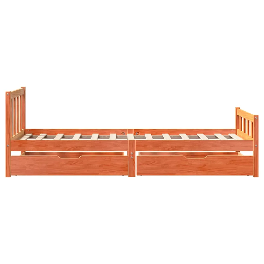 Cadre de lit sans matelas cire marron 75x190 cm bois pin massif - 5