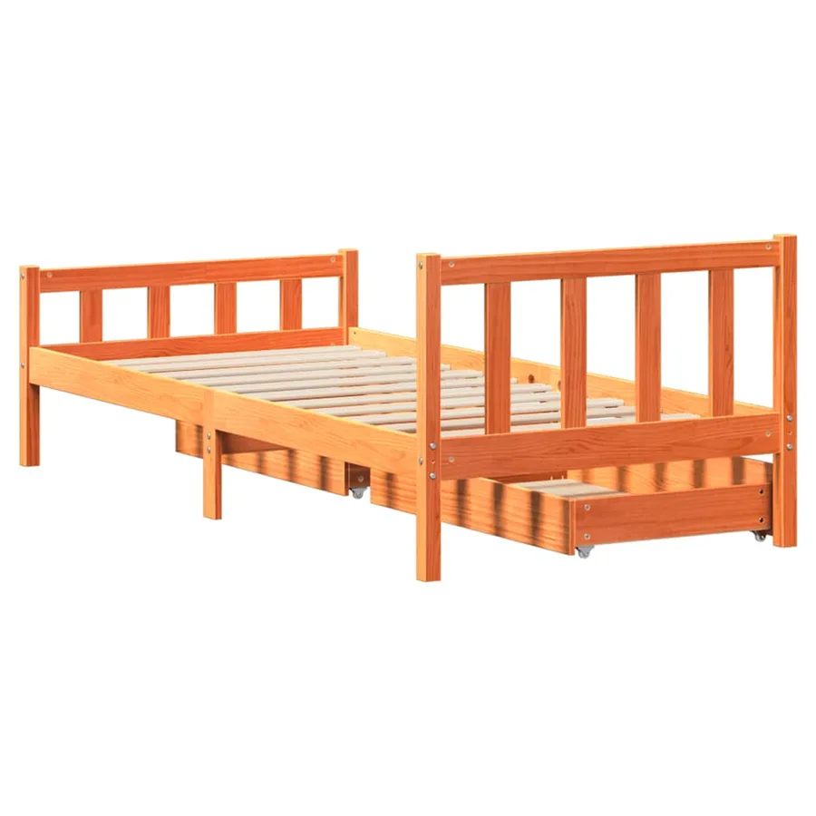 Cadre de lit sans matelas cire marron 75x190 cm bois pin massif - 6