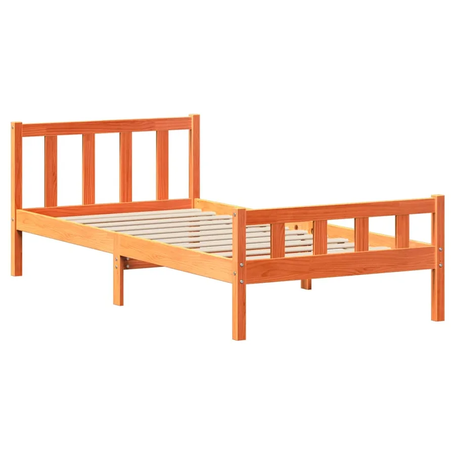 Cadre de lit sans matelas cire marron 75x190 cm bois pin massif - 7
