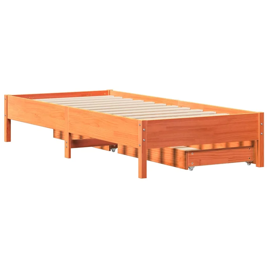 Cadre de lit sans matelas cire marron 75x190 cm bois pin massif - 8