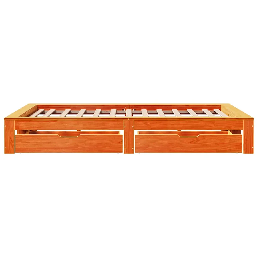 Cadre de lit sans matelas cire marron 135x190cm bois pin massif - 7