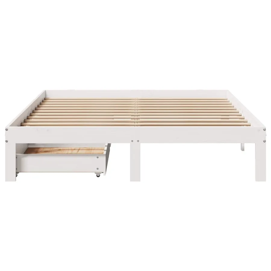 Cadre de lit avec tiroirs sans matelas blanc 120x190 cm - 4