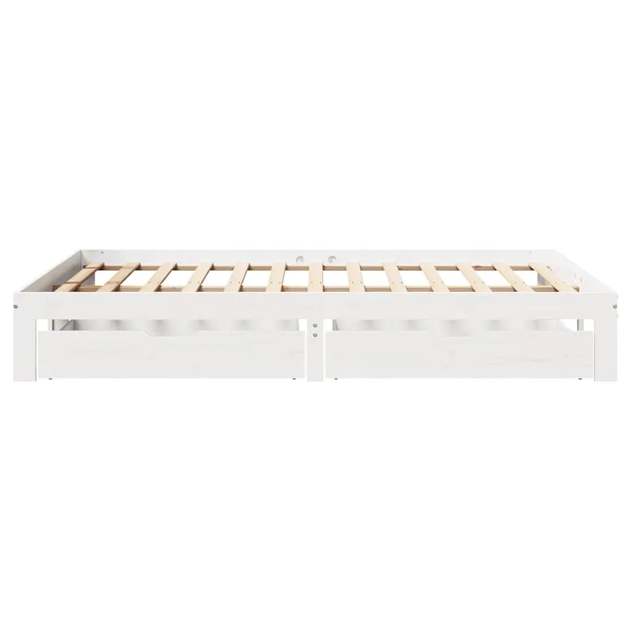 Cadre de lit avec tiroirs sans matelas blanc 120x190 cm - 7