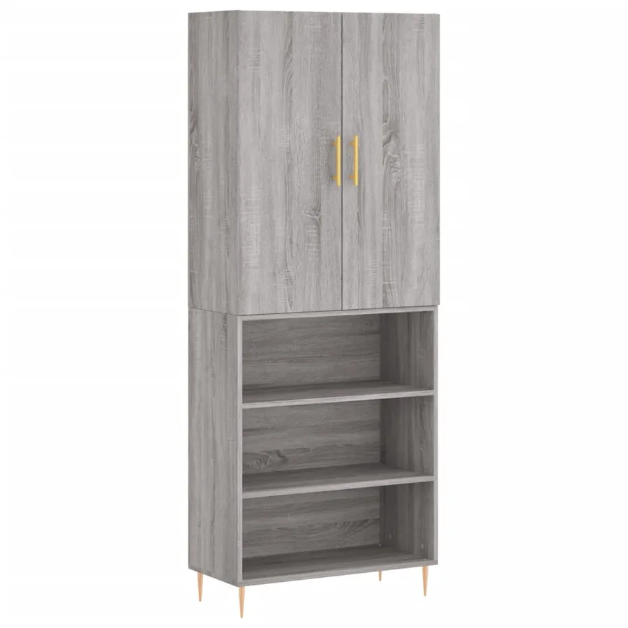 Buffet haut Sonoma gris 69,5x34x180 cm Bois d'ingénierie - 2