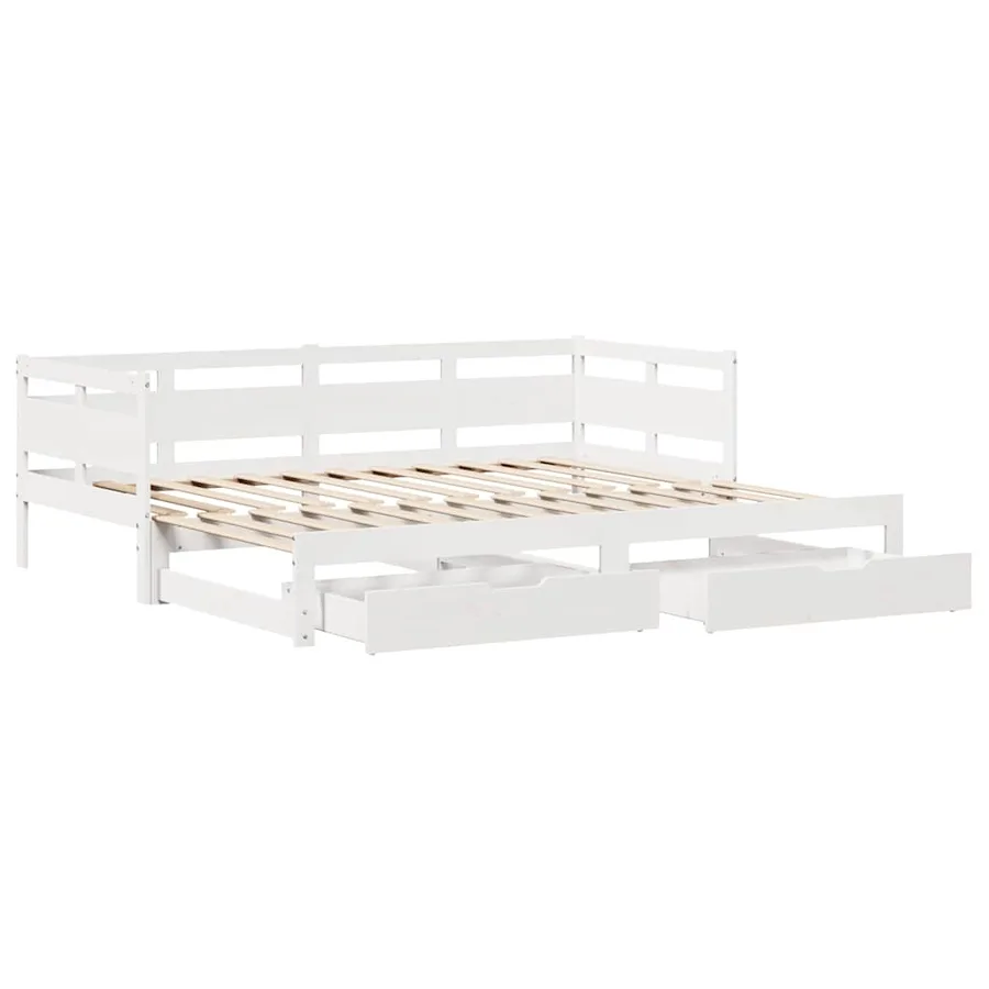Lit de jour avec gigogne et tiroirs sans matelas blanc 90x200cm - 3
