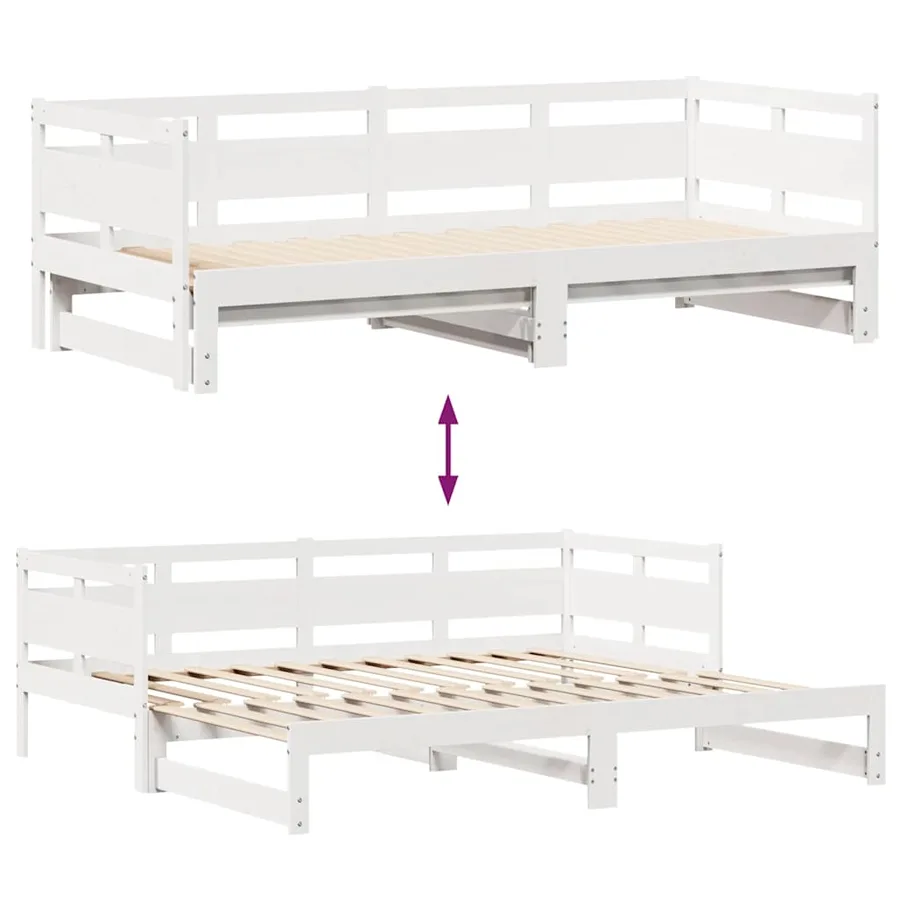 Lit de jour avec gigogne et tiroirs sans matelas blanc 90x200cm - 8