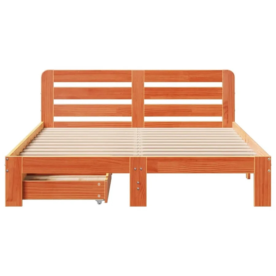 Cadre de lit sans matelas cire marron 120x190cm bois pin massif - 4