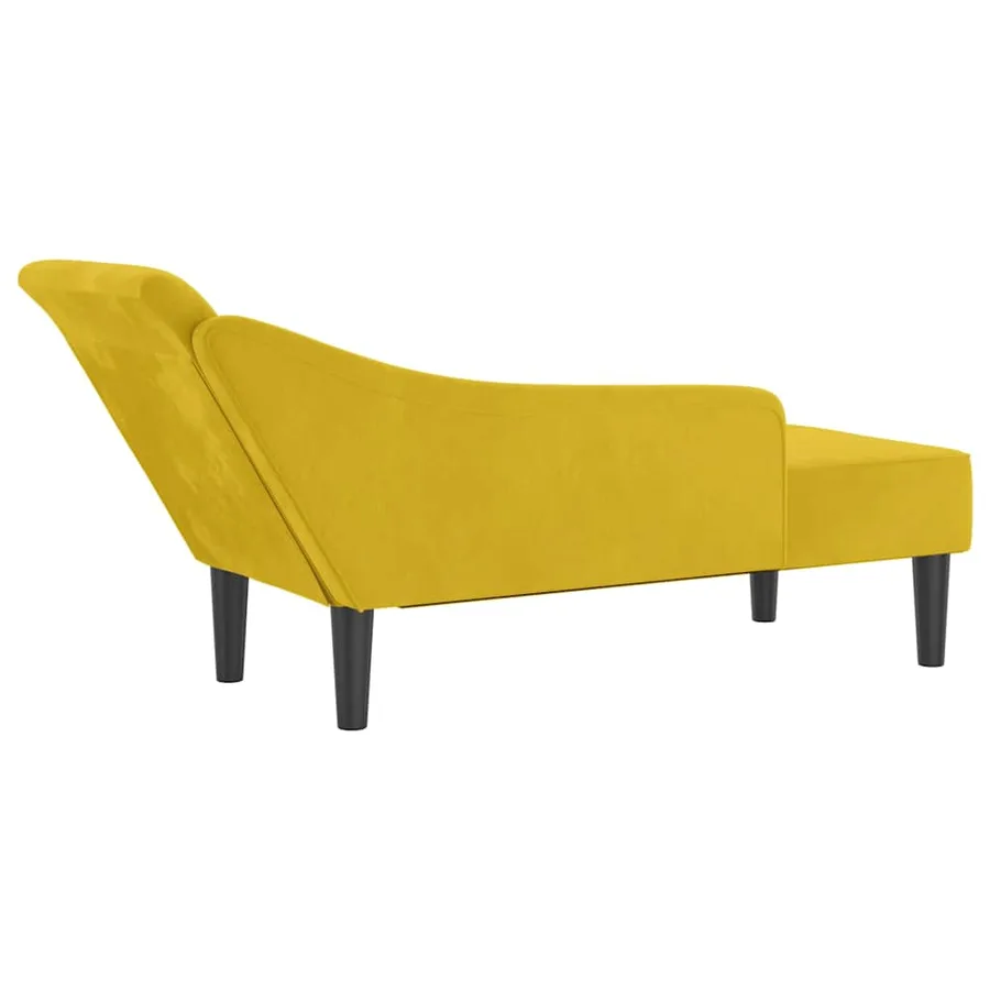 Chaise longue avec coussins jaune velours - 5