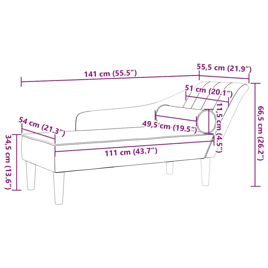 Chaise longue avec coussins jaune velours - 8