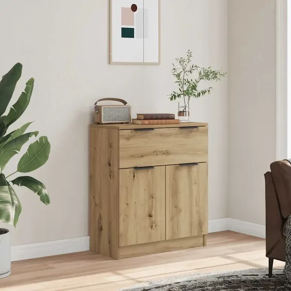 Buffet chêne artisanal 60x30x70 cm bois d'ingénierie