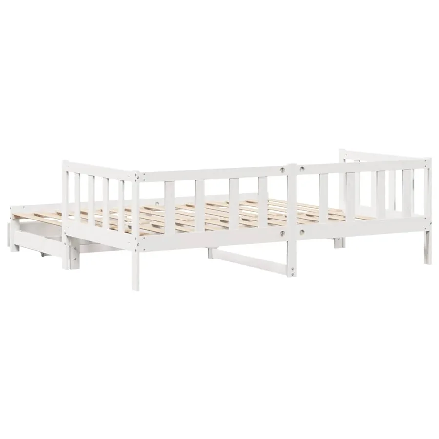 Lit de jour avec gigogne et tiroirs sans matelas blanc 90x200cm - 8