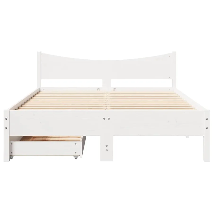 Cadre de lit avec tiroirs blanc 120x200 cm bois de pin massif - 4