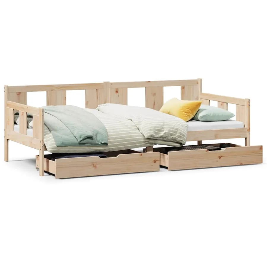 Lit de jour avec tiroirs sans matelas 90x200 cm bois massif - 2