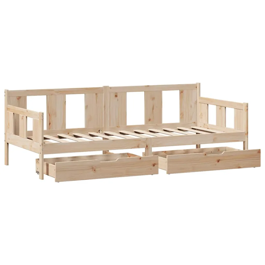 Lit de jour avec tiroirs sans matelas 90x200 cm bois massif - 9
