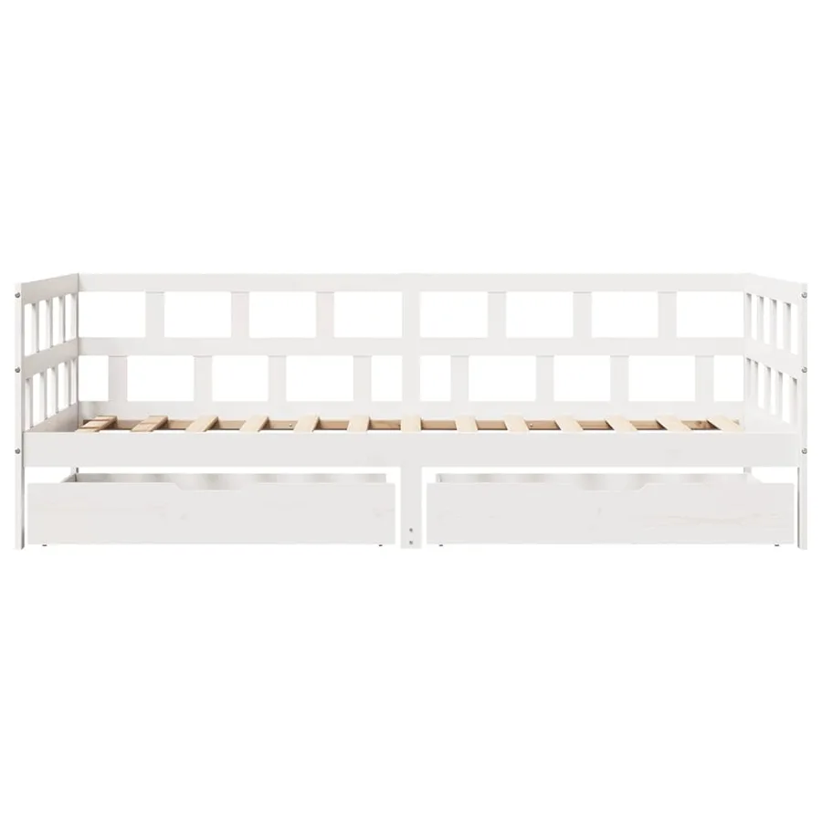 Lit de jour et tiroirs sans matelas blanc 90x200 cm bois massif - 4