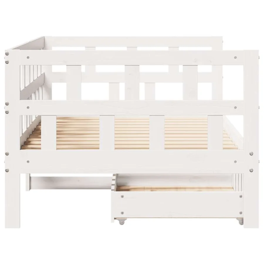 Lit de jour et tiroirs sans matelas blanc 90x200 cm bois massif - 7