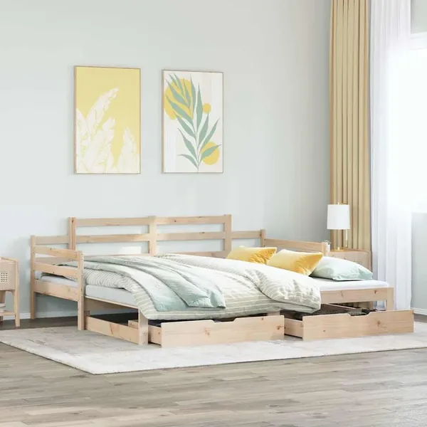 Lit de jour avec gigogne et tiroirs sans matelas 80x200 cm