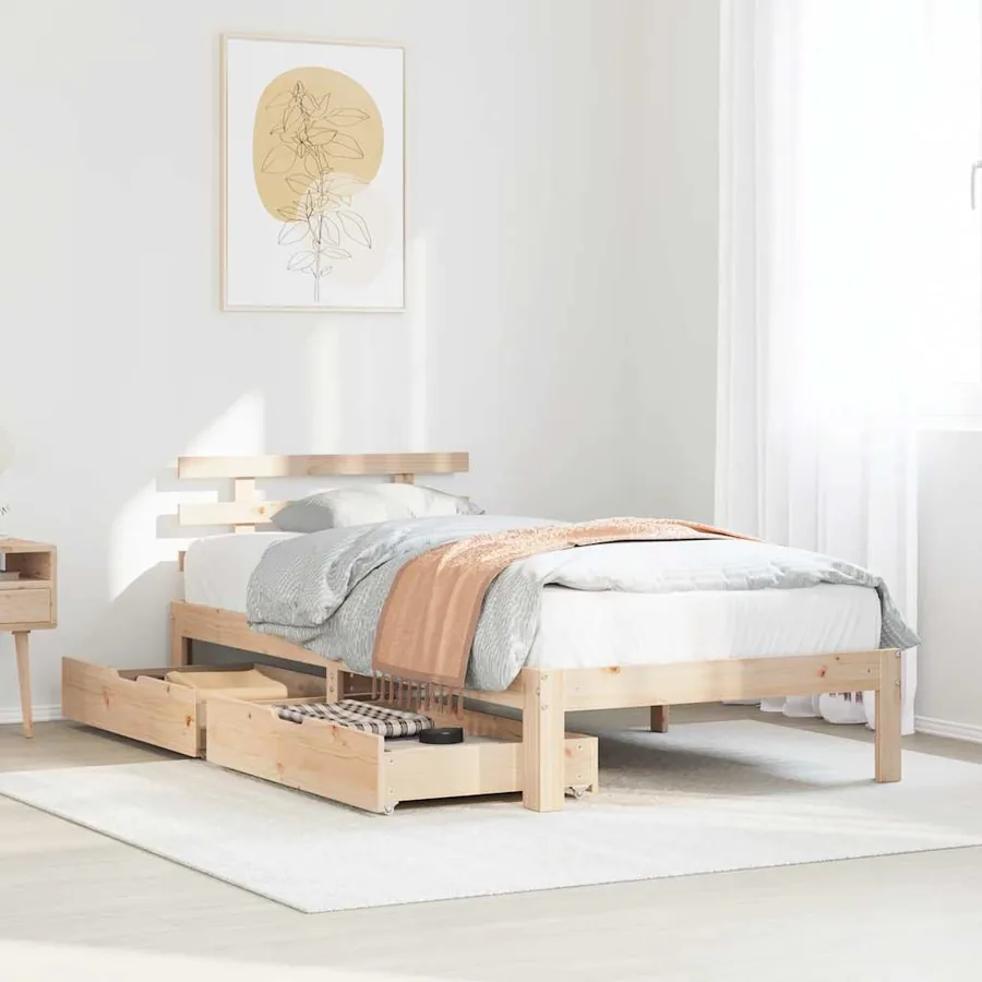 Cadre de lit avec tiroirs sans matelas 75x190 cm