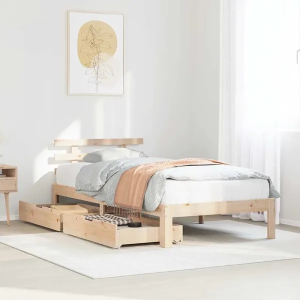 Cadre de lit avec tiroirs sans matelas 75x190 cm