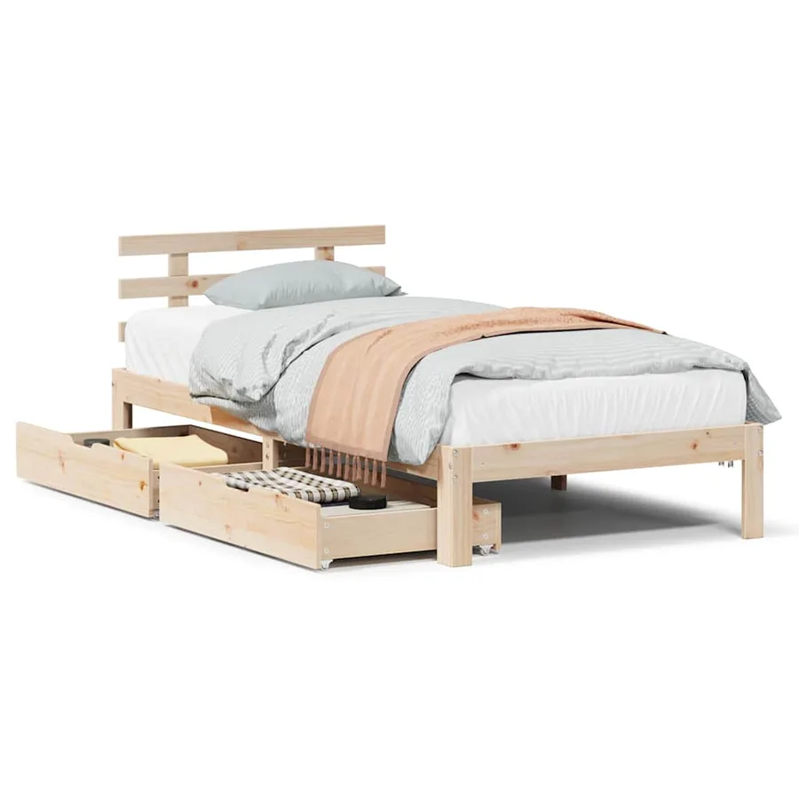Cadre de lit avec tiroirs sans matelas 75x190 cm - 2