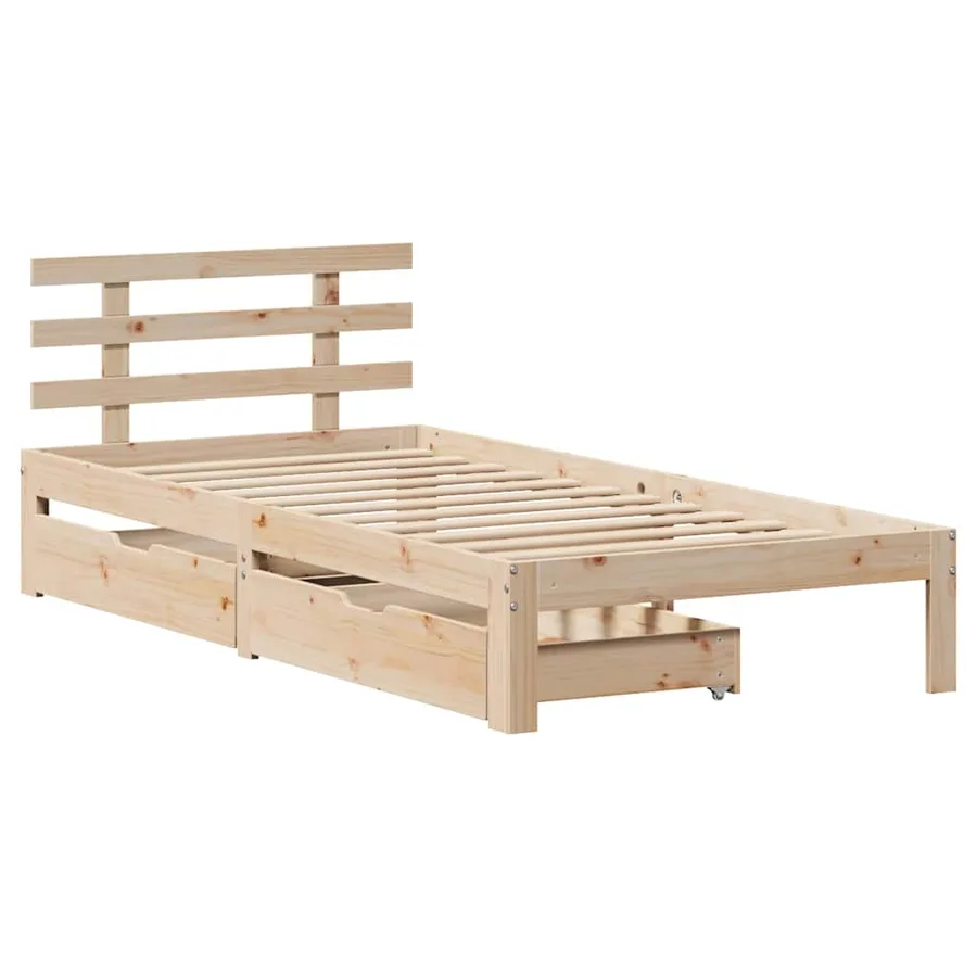 Cadre de lit avec tiroirs sans matelas 75x190 cm - 3