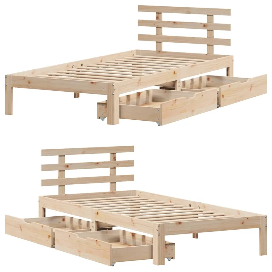 Cadre de lit avec tiroirs sans matelas 75x190 cm - 9