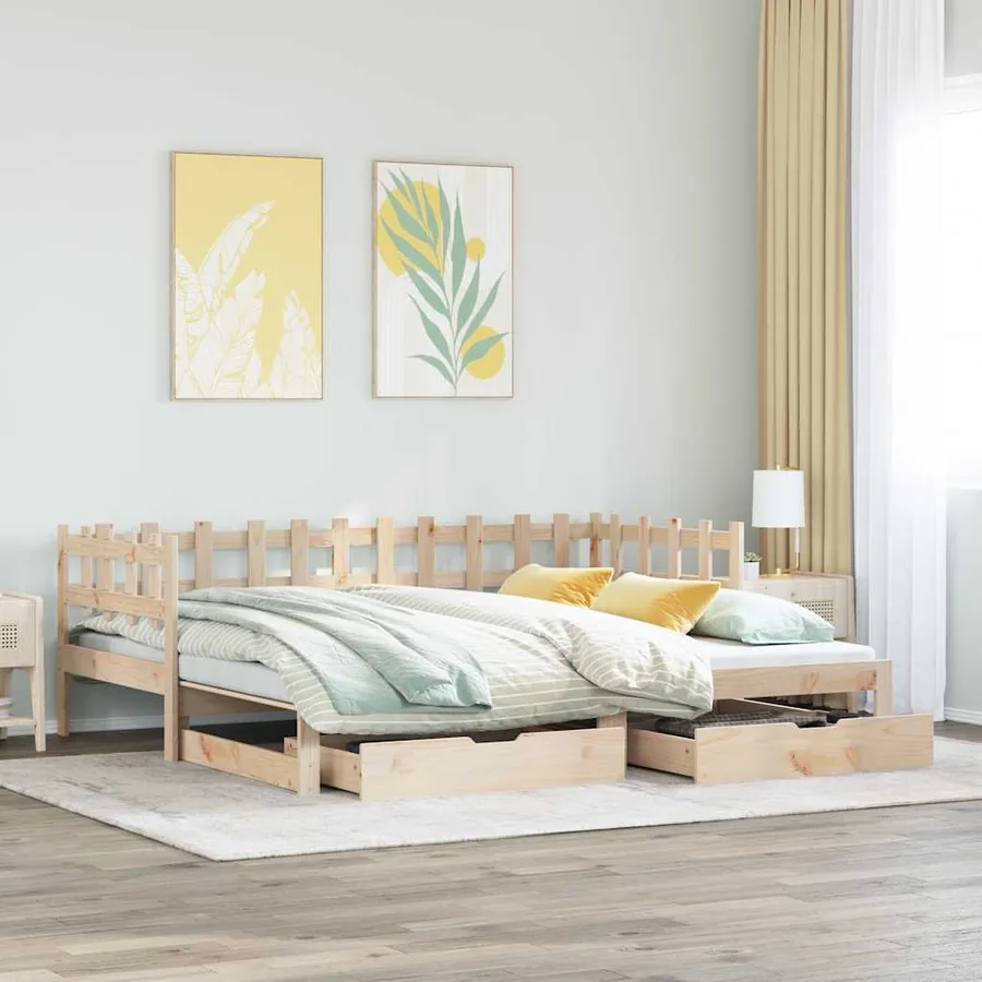 Lit de jour avec gigogne et tiroirs sans matelas 90x200 cm