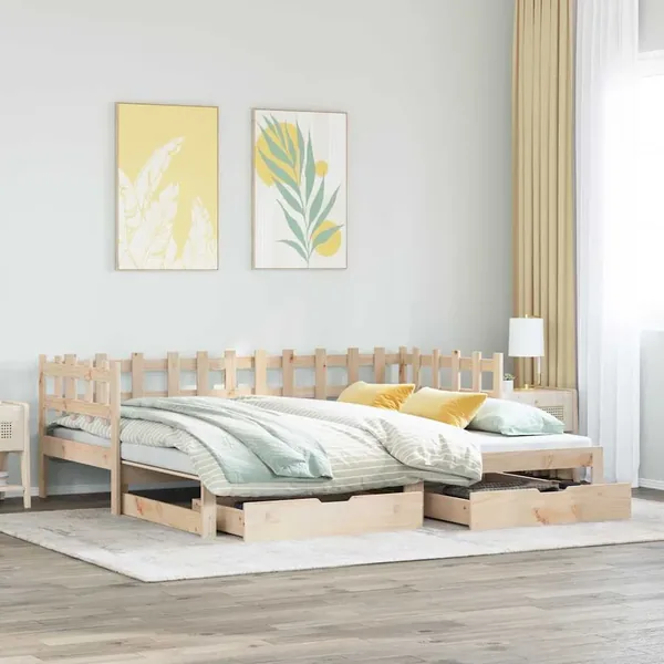 Lit de jour avec gigogne et tiroirs sans matelas 90x200 cm