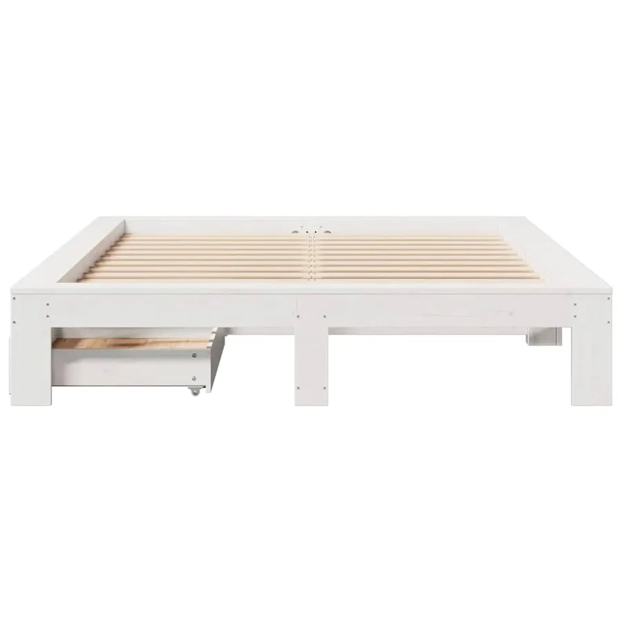 Cadre de lit sans matelas blanc 140x200 cm bois de pin massif - 4