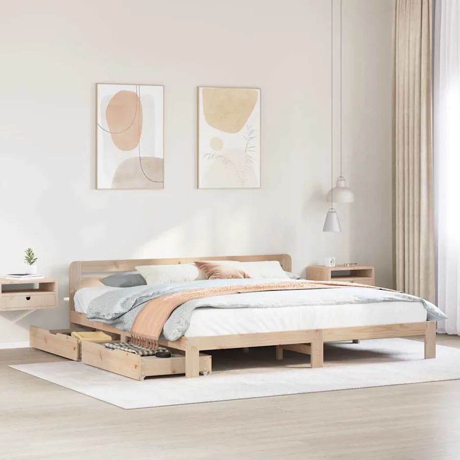 Cadre de lit sans matelas 180x200 cm bois massif de pin