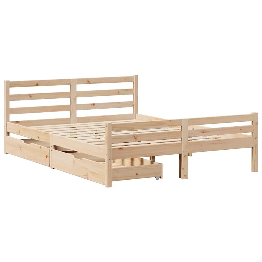 Cadre de lit sans matelas 140x200 cm bois massif de pin - 3
