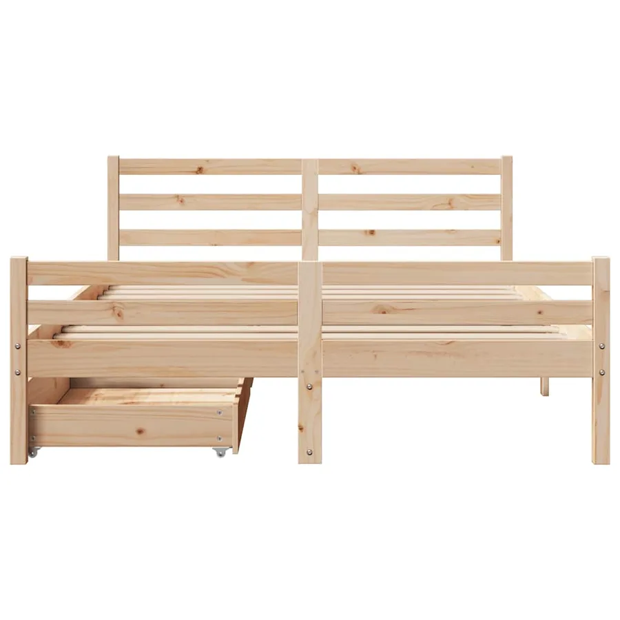 Cadre de lit sans matelas 140x200 cm bois massif de pin - 4
