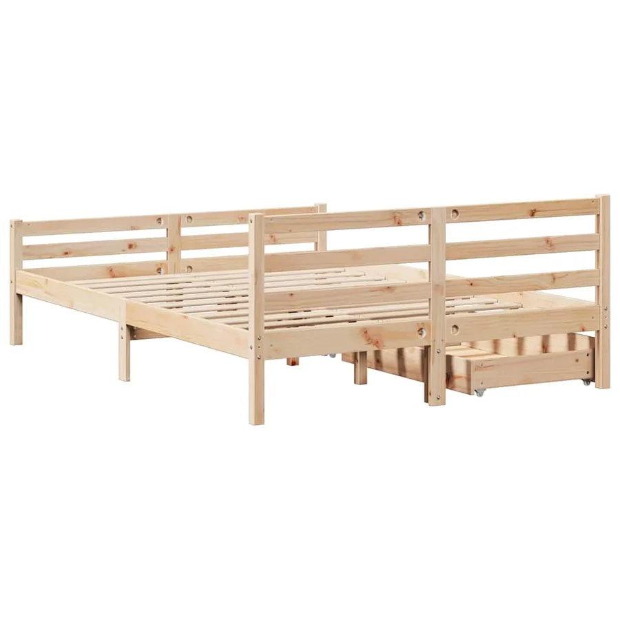 Cadre de lit sans matelas 140x200 cm bois massif de pin - 6
