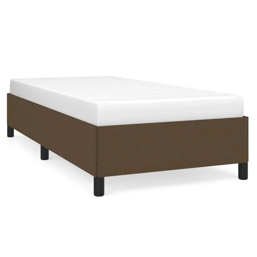 Cadre de lit sans matelas marron foncé 90x200 cm tissu - 2