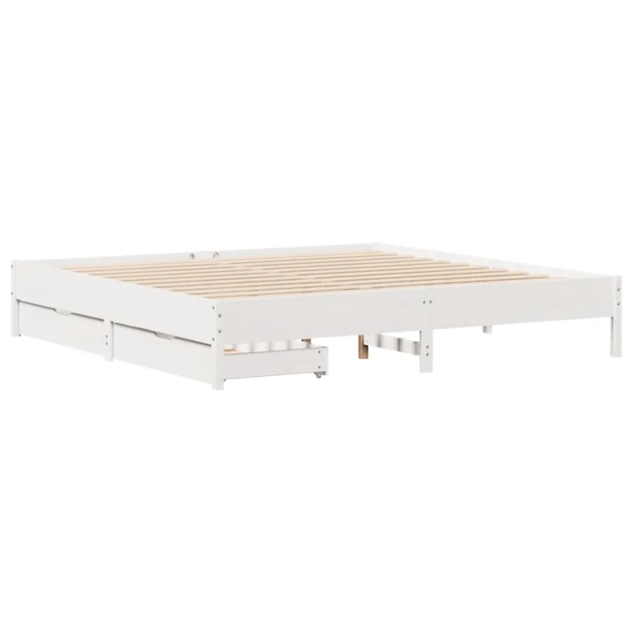 Cadre de lit sans matelas blanc 200x200 cm bois massif de pin - 3