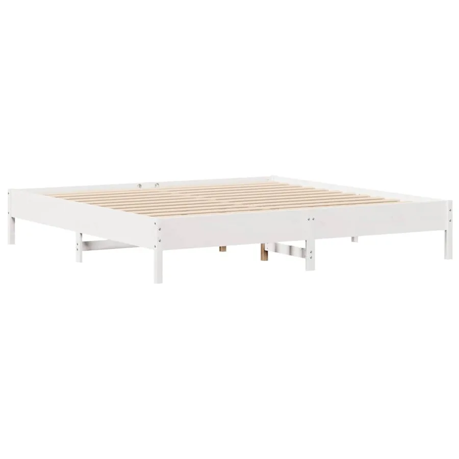 Cadre de lit sans matelas blanc 200x200 cm bois massif de pin - 5