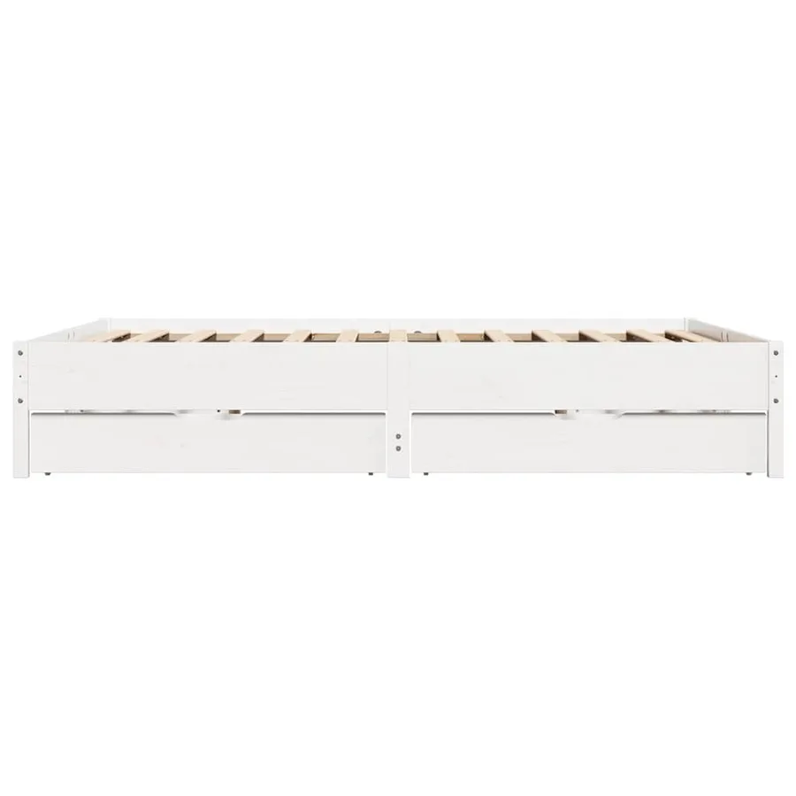 Cadre de lit sans matelas blanc 200x200 cm bois massif de pin - 7